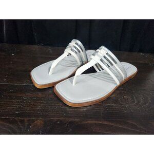 Tuscany by Easy Street White Antea Square Toe Thong Sandals/Sz. 7.5M NWOB